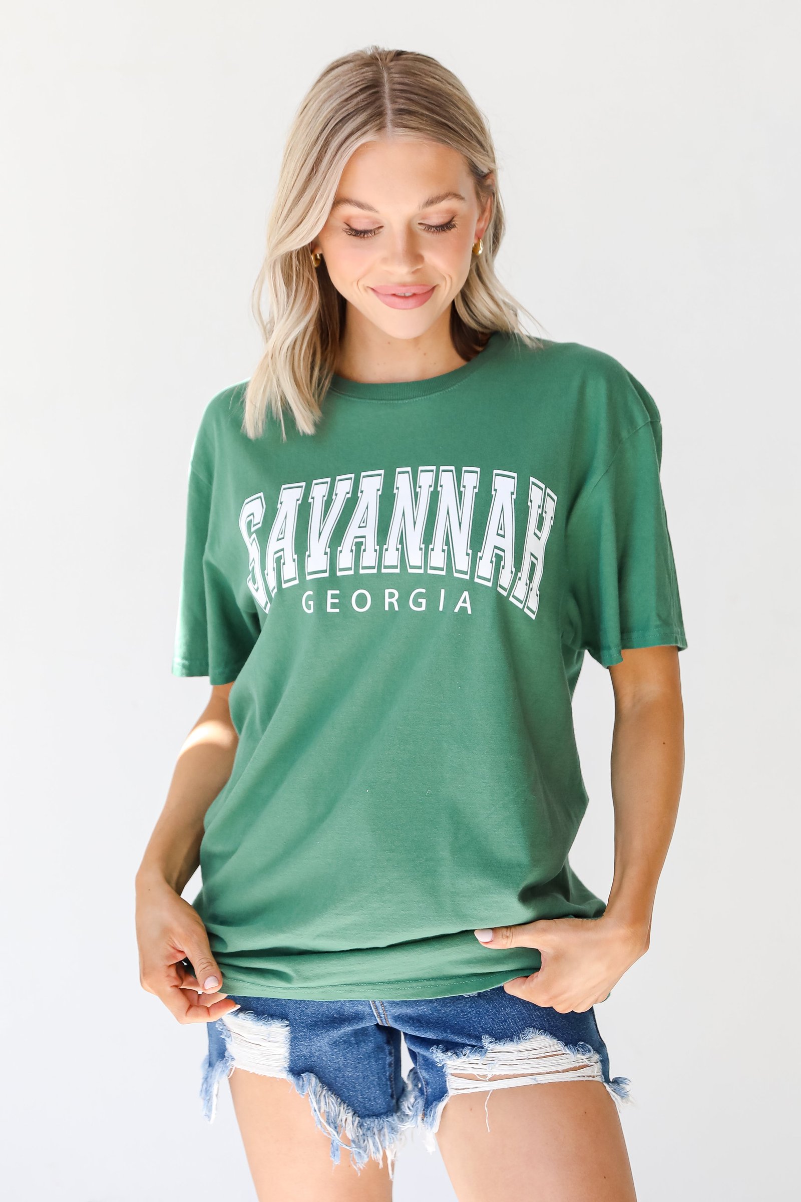 Green Savannah Georgia Tee on model